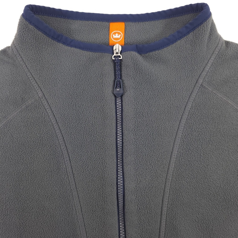 Peter Millar Mens Fleece Pullover 1/4 Zip XL Grey Navy Trim Kangaroo Pocket - Picture 5 of 13